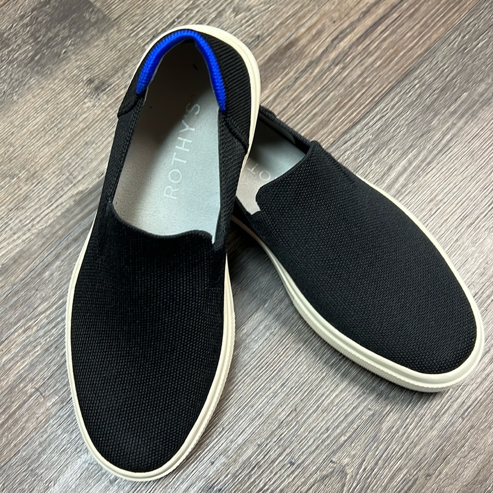 Rothy's The Original Slip On Sneaker Black Washable Knit Recycled Shoe Sz 8